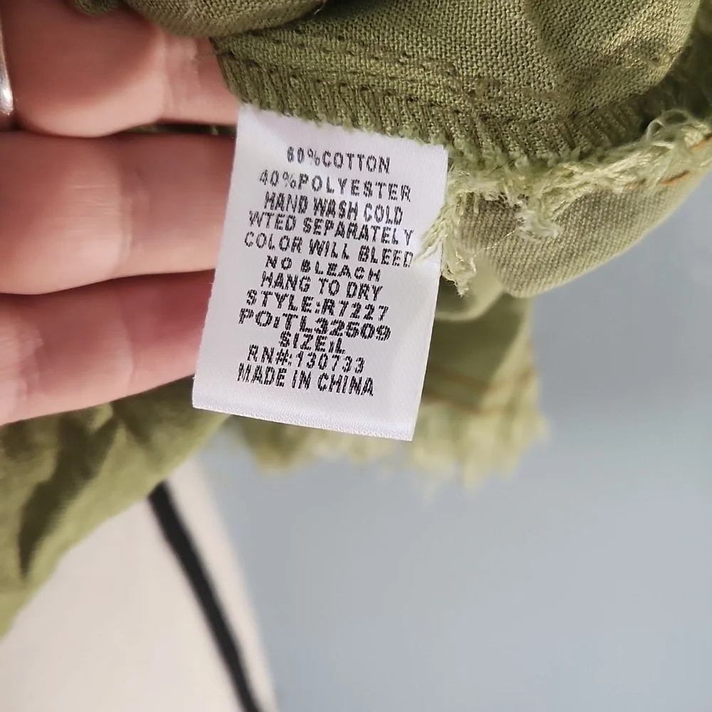 Green Sage Umgee Boho Frayed Blouse - Picture 8 of 8